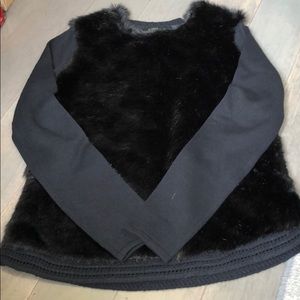 Mixed media faux fur & cotton/polyester sweater. S